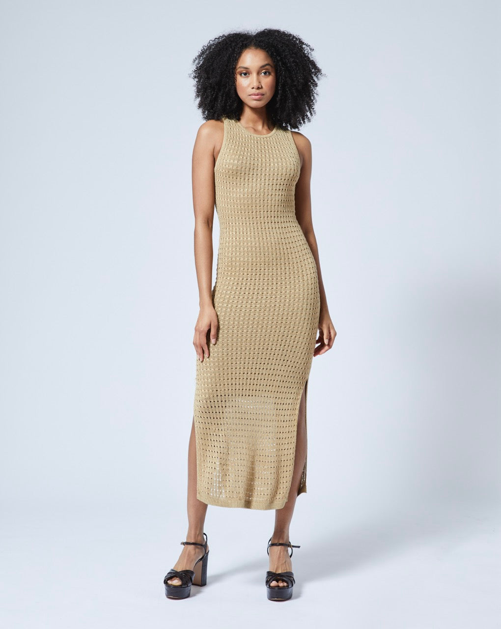 Lurex Sleeveless Sweater Dress