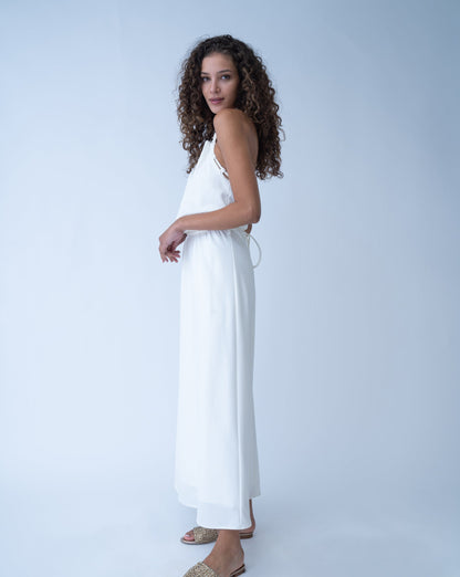 Quartz Open Back Halter Dress