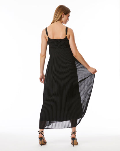 Pleated Column Maxi Dress