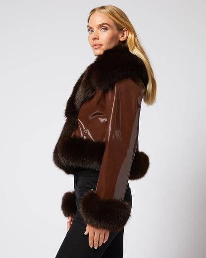 Faux Leather Jacket with Fur