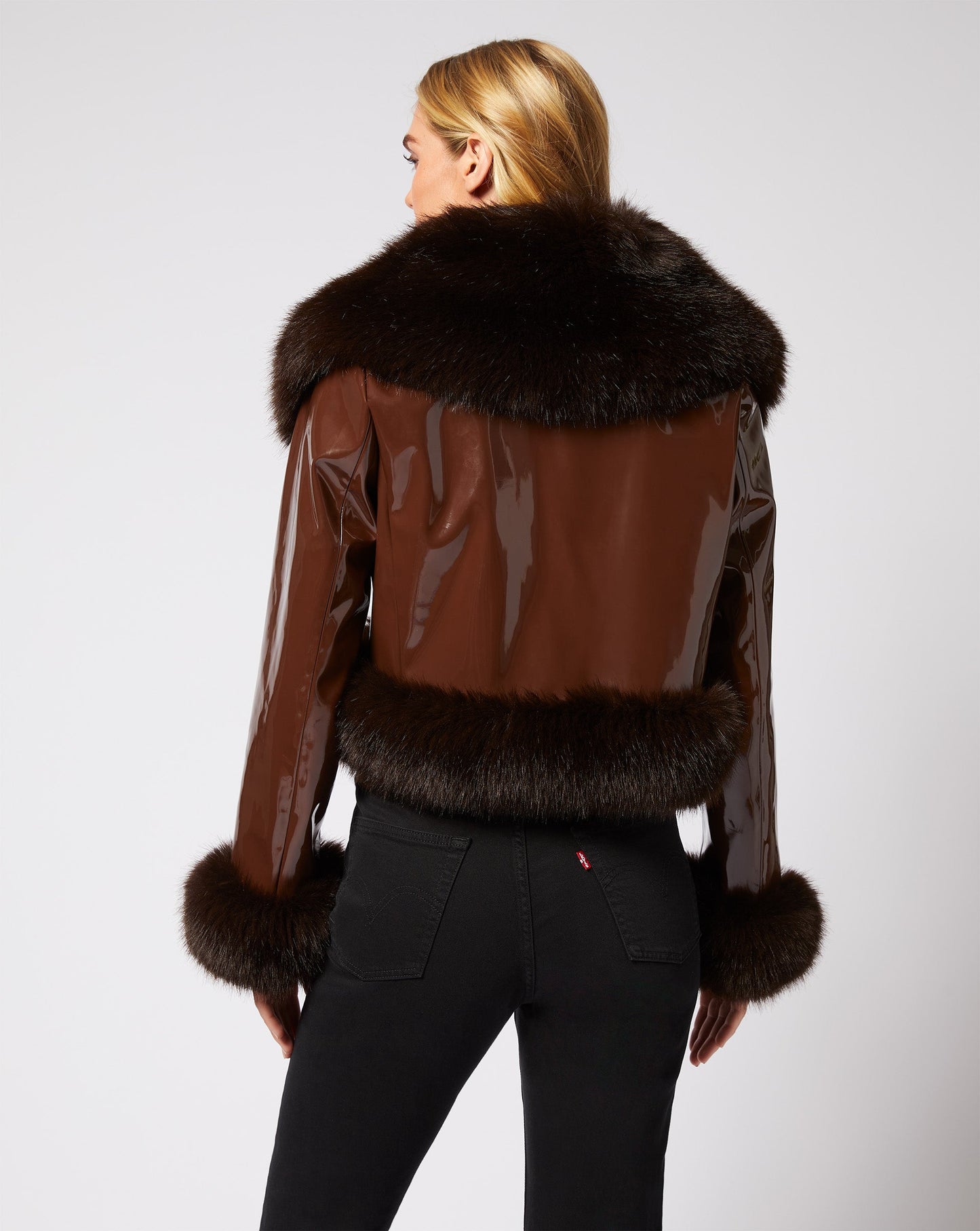 Faux Leather Jacket with Fur