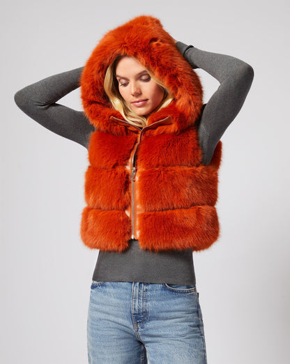 Hooded Fox Faux Fur Vest