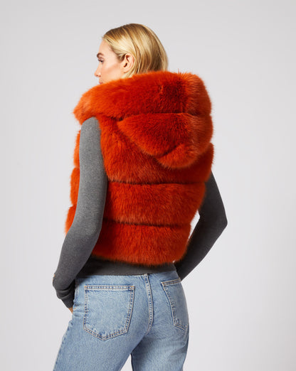 Hooded Fox Faux Fur Vest