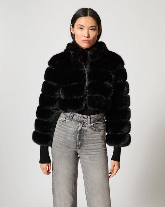 High Collar Fox Faux Fur Jacket