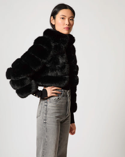 High Collar Fox Faux Fur Jacket