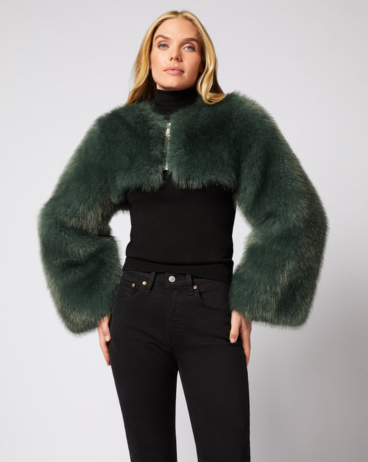 Cropped Fox Faux Fur Jacket