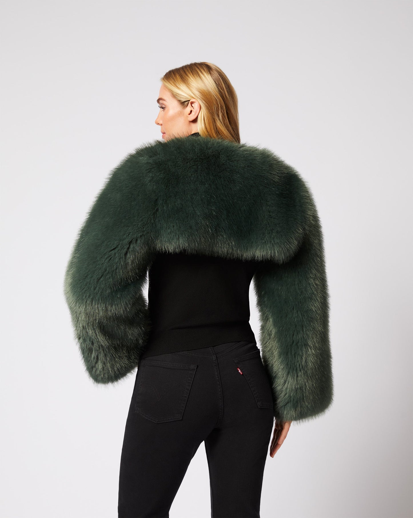 Cropped Fox Faux Fur Jacket