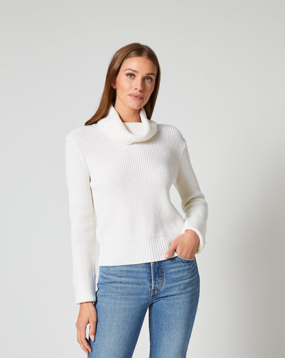 Alps Faux Fur Turtleneck Wool Sweater