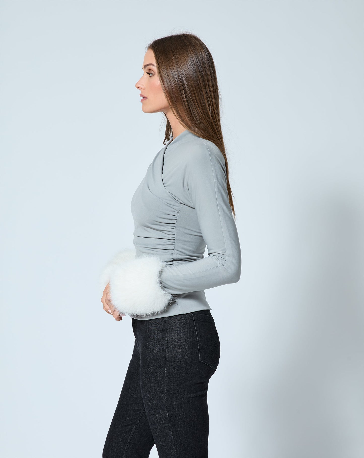 Gigi  Wrap Front Faux Fur Top