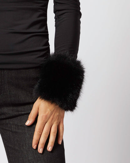 Gigi  Wrap Front Faux Fur Top