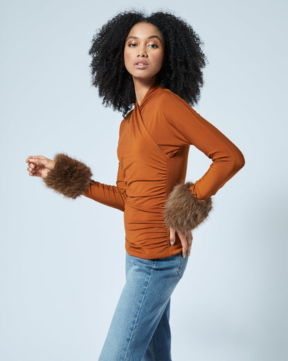 Gigi  Wrap Front Faux Fur Top