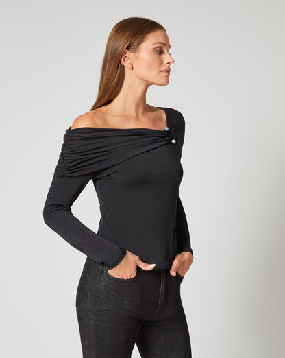 Draped One-Shoulder Top